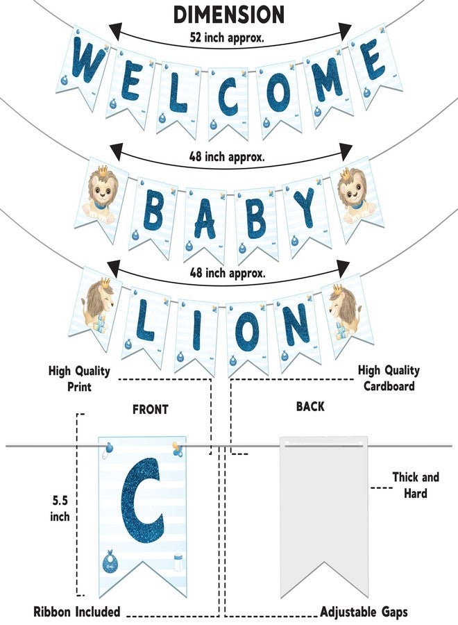 Festiko® Welcome Baby Lion Combo (51 Pcs), Baby Lion Welcome Party Items, Party Decoration Supplies (Balloons & Banner) - Image 4